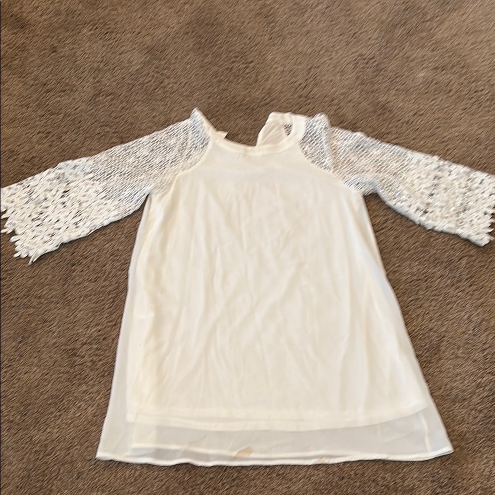 White Lace Sleeve Dress